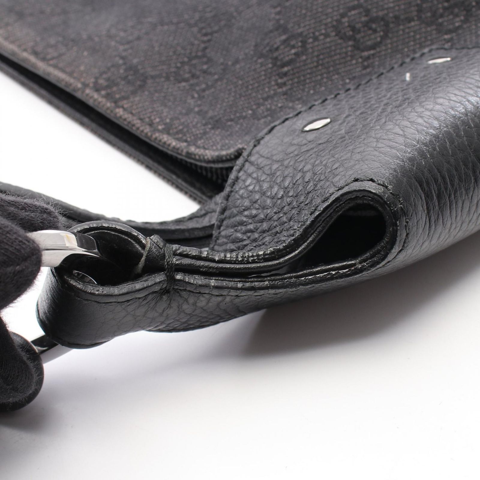 グッチ GUCCI ショルダーバッグ GG柄 179777 ブラック デニム レザー ショルダーバッグ レディース Used B グッチ GUCCI ショルダーバッグ GG柄 179777 ブラック デニム レザー ショルダーバッグ レディース Used B