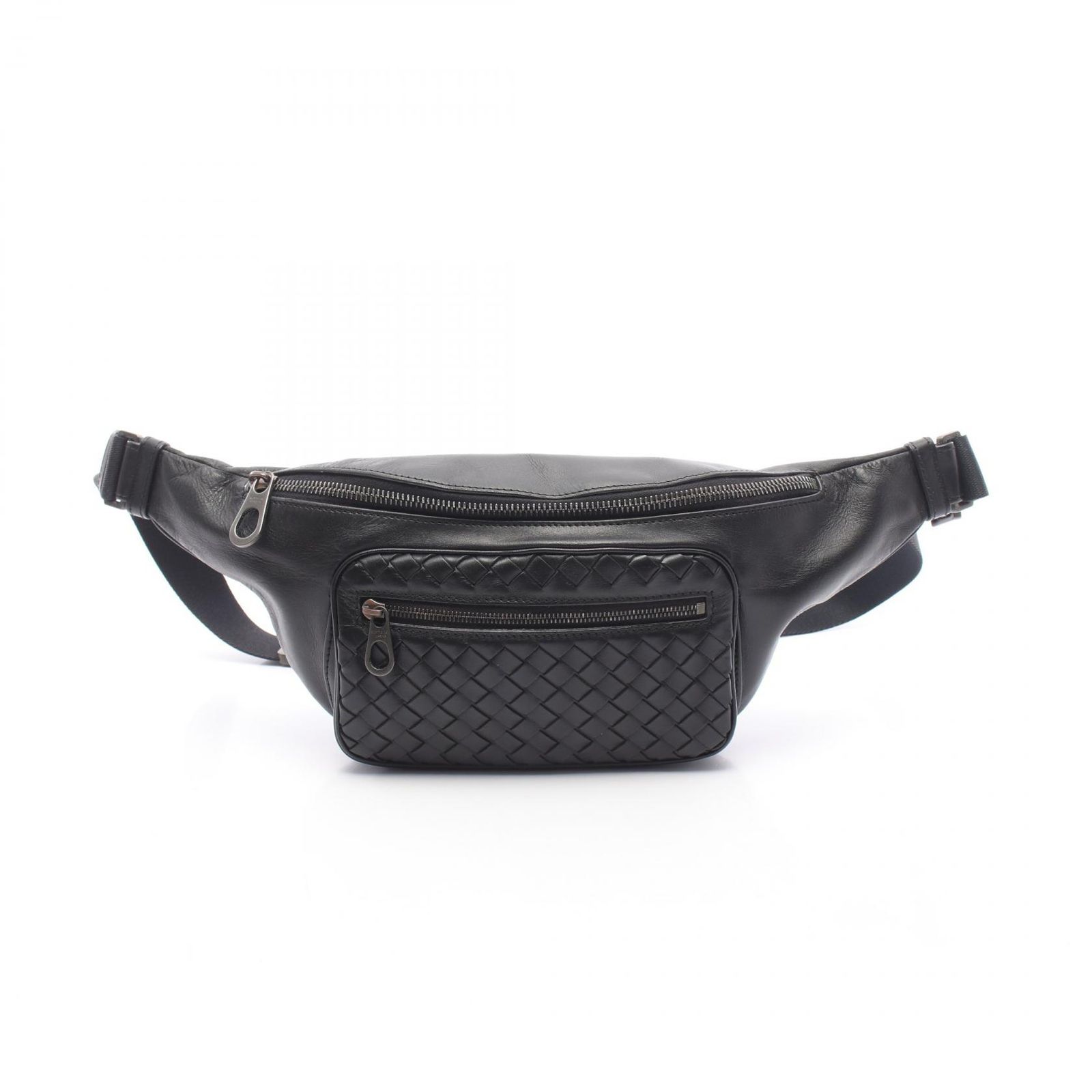 ボッテガヴェネタ BOTTEGA VENETA ウエストバッグ ボディバッグ イントレチャート 222310 ブラック レザー イントレチャート ベルトバッグ ユニセックス Used A