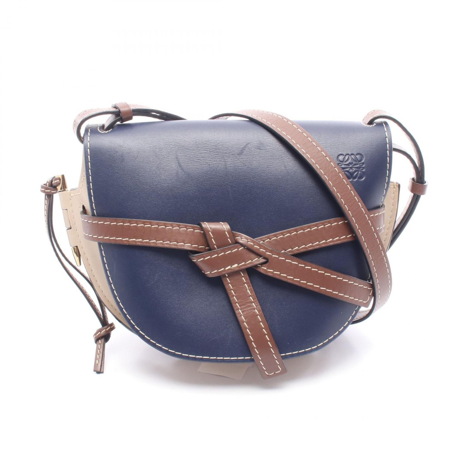 ロエベ LOEWE ショルダーバッグ ゲート スモール 321.12.T20 ネイビー/オフホワイト レザー ゲート バッグ スモール レディース Used B
