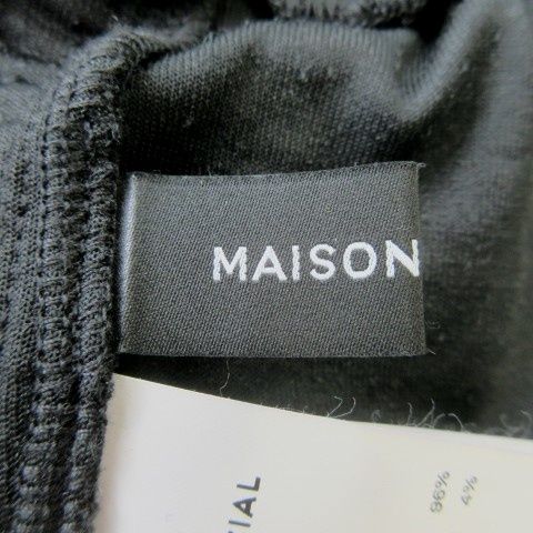 メゾンスペシャル MAISON SPECIAL ベロアパンツ 36 黒 ブラック ドット柄 ドローストリング ロング丈 21242465303 /AO43 ■GY57