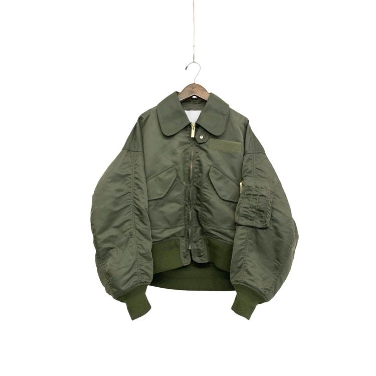 2026SS Mame Kurogouchi マメクロゴウチ Nylon Twill 3D Embroidery Flight Jacket チューリップ刺繍フライトジャケット カーキ 2 MM26SS-JK054