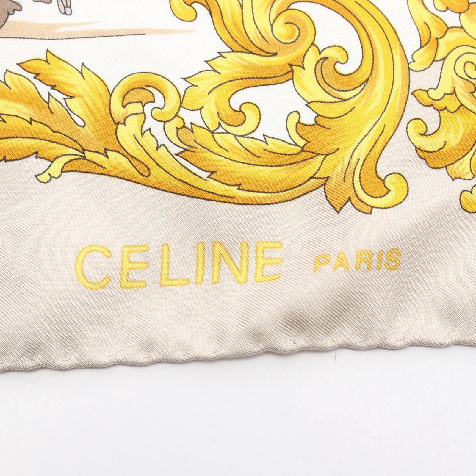 セリーヌ CELINE スカーフ 船 汽車 飛行機 シルク スカーフ レディース Used A