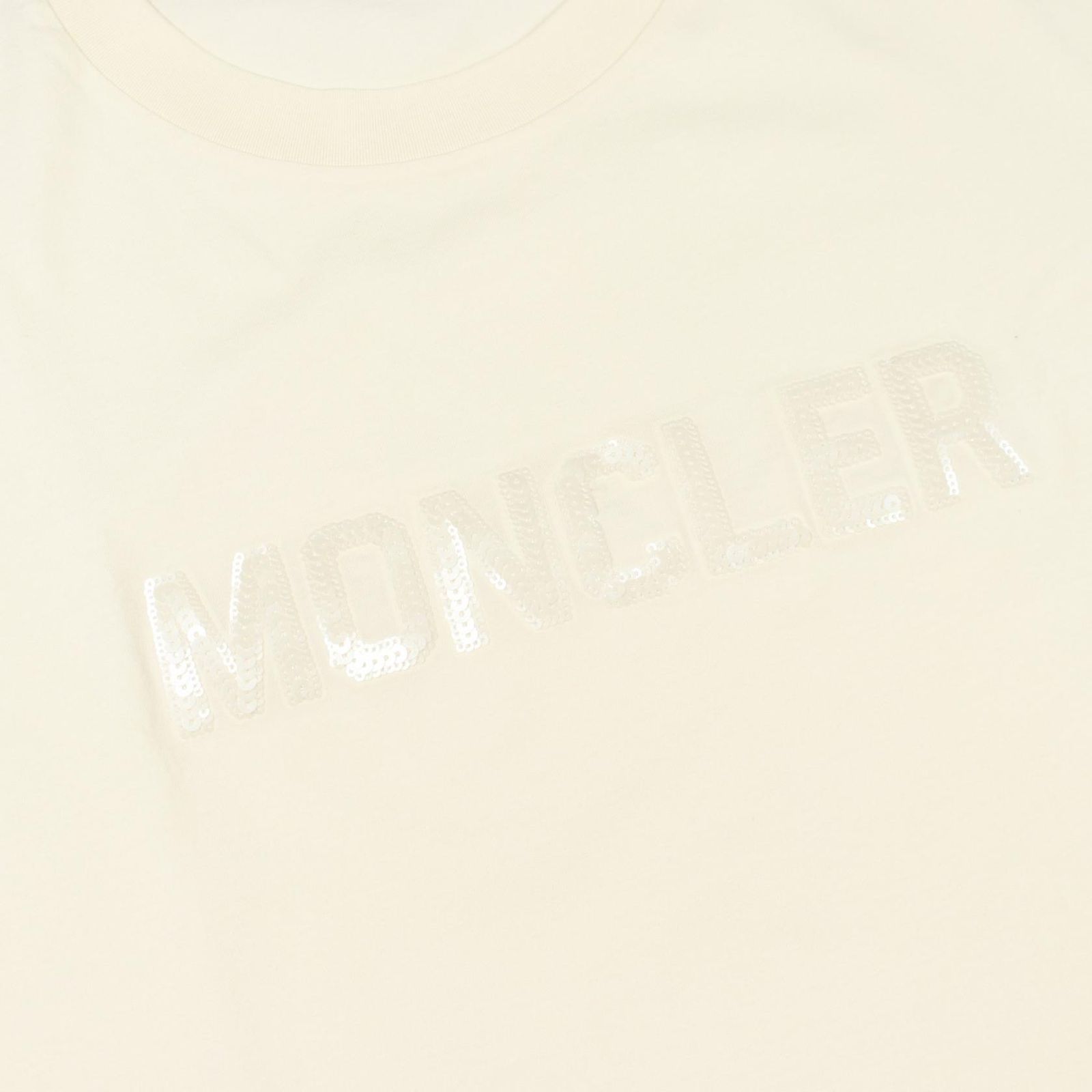 モンクレール MONCLER 半袖Tシャツ スパンコールロゴ クロップド コットン Tシャツ レディース Used A モンクレール MONCLER 半袖Tシャツ スパンコールロゴ クロップド コットン Tシャツ レディース Used A