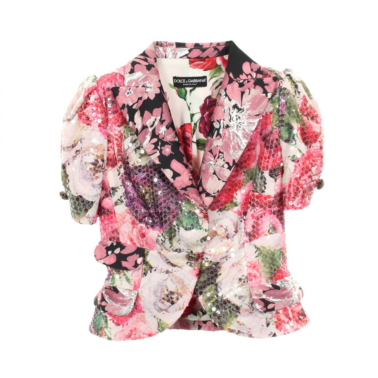 ドルチェアンドガッバーナ DOLCE & GABBANA テーラードジャケット 花柄 スパンコール 半袖 その他 ジャケット レディース Used B
