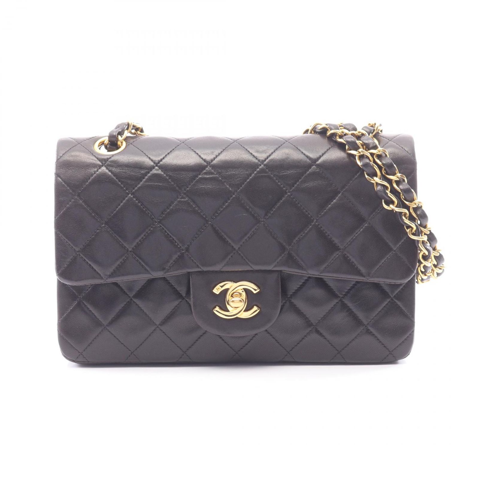 シャネル CHANEL ショルダーバッグ マトラッセ Wフラップ ブラック ラムスキン(羊革) マトラッセ ダブルフラップ チェーンショルダー レディース Used B