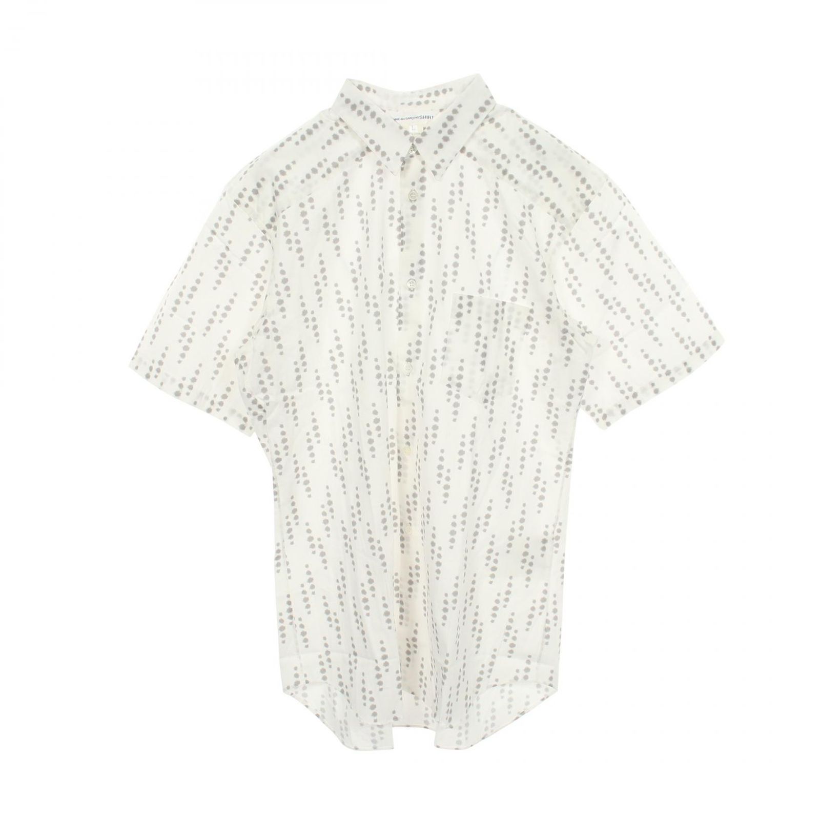 コムデギャルソンシャツ COMME des GARCONS SHIRT ドット 半袖 S14068 ホワイト/グレー コットン 半袖シャツ メンズ Used A