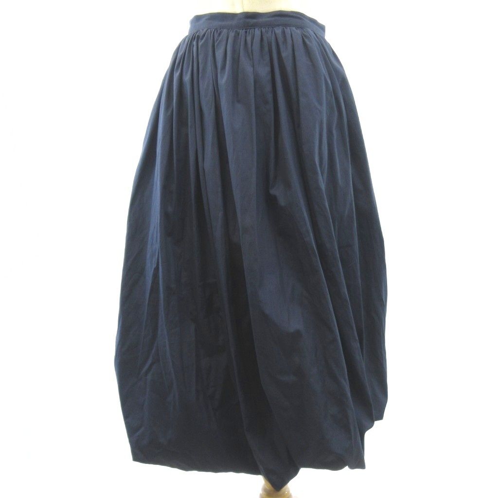 マルニ MARNI 美品 24SS パフボールヘム スカート バルーン ロング ギャザー 紺 ネイビー 40 160/66A