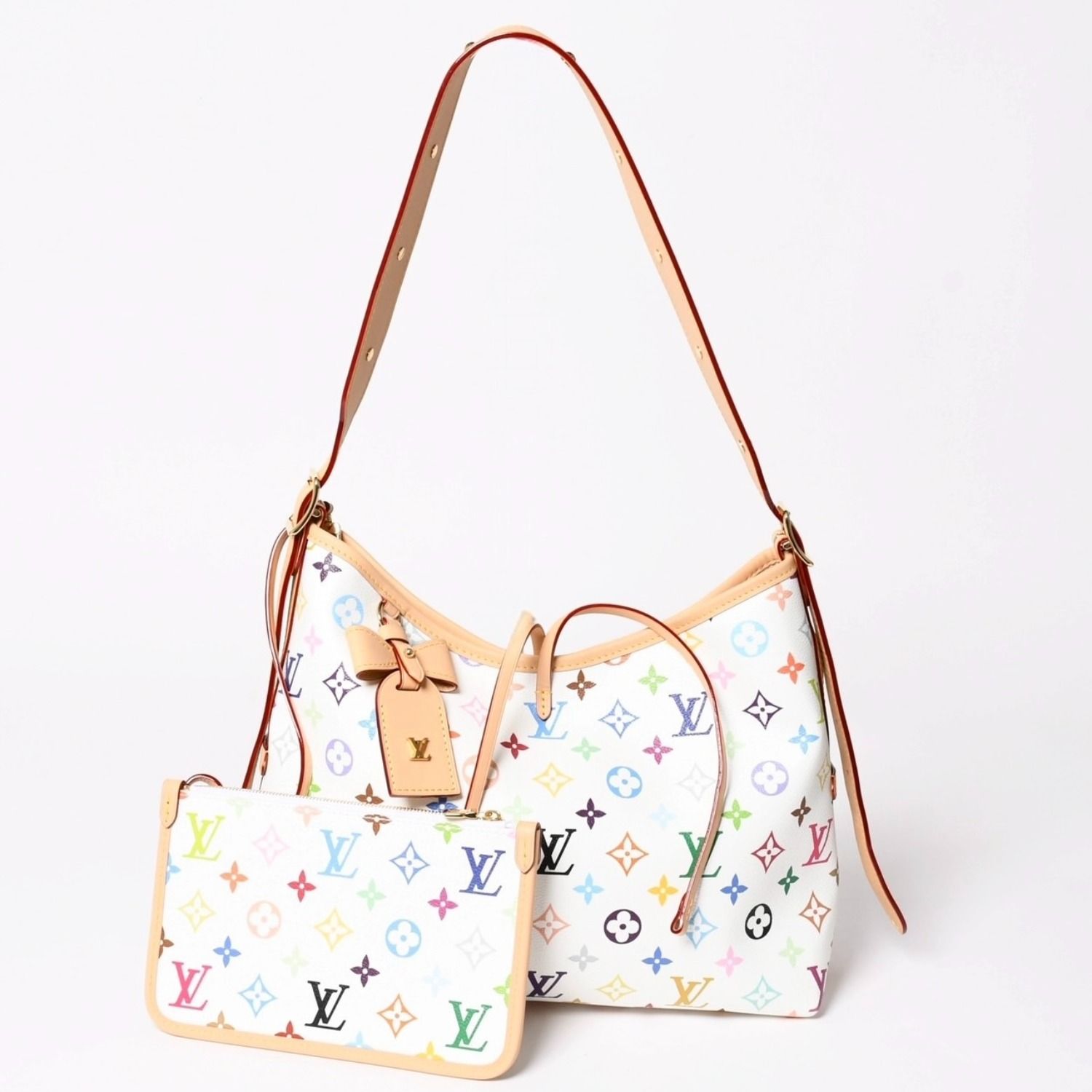 新品同様 LOUIS VUITTON ルイヴィトン LV × TM キャリーオール PM ショルダーバッグ M13661 モノグラム マルチカラー 村上隆 中古 4a003081