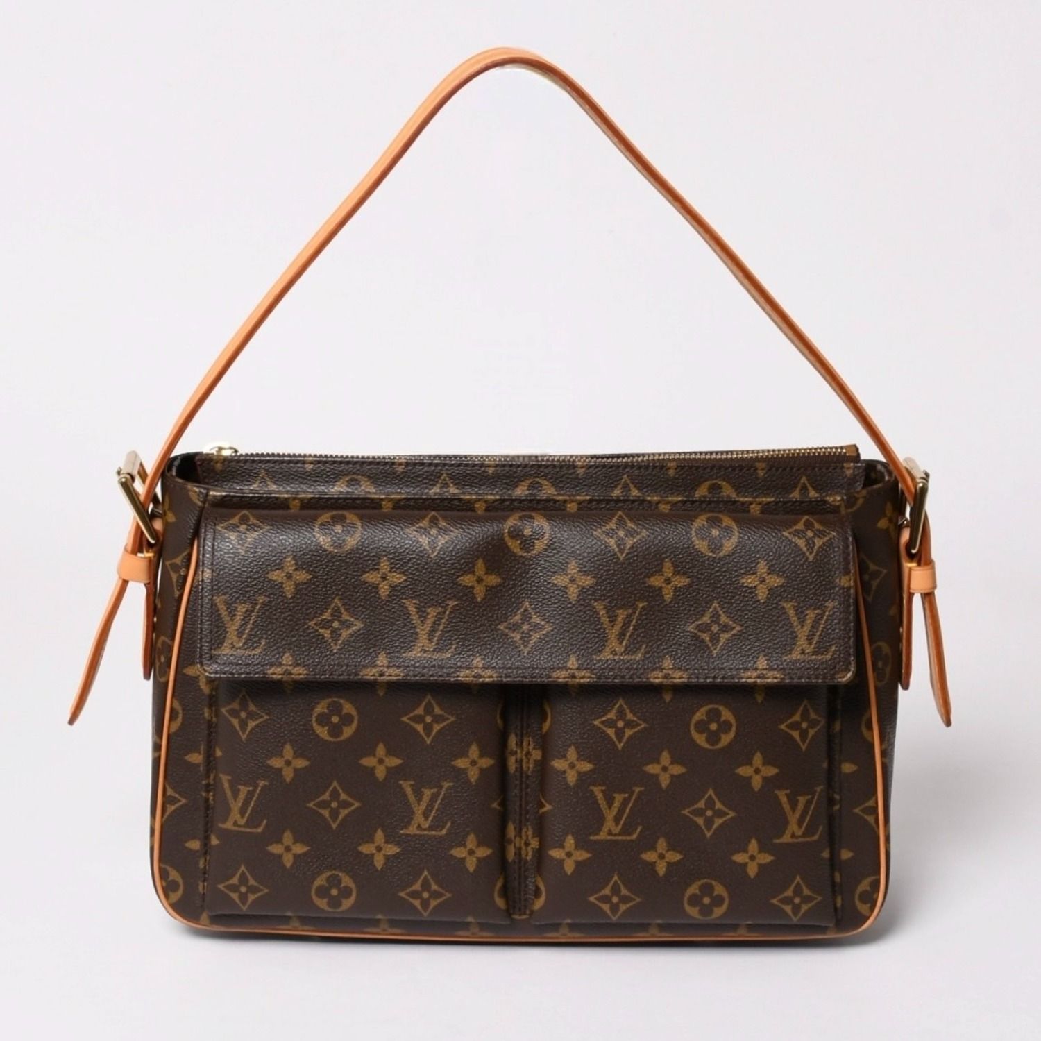 極美品 LOUISVUITTON ルイヴィトン ヴィヴァシテGM ワンショルダーバッグ M51163 モノグラム ブラウン ゴールド金具 中古 4a003180
