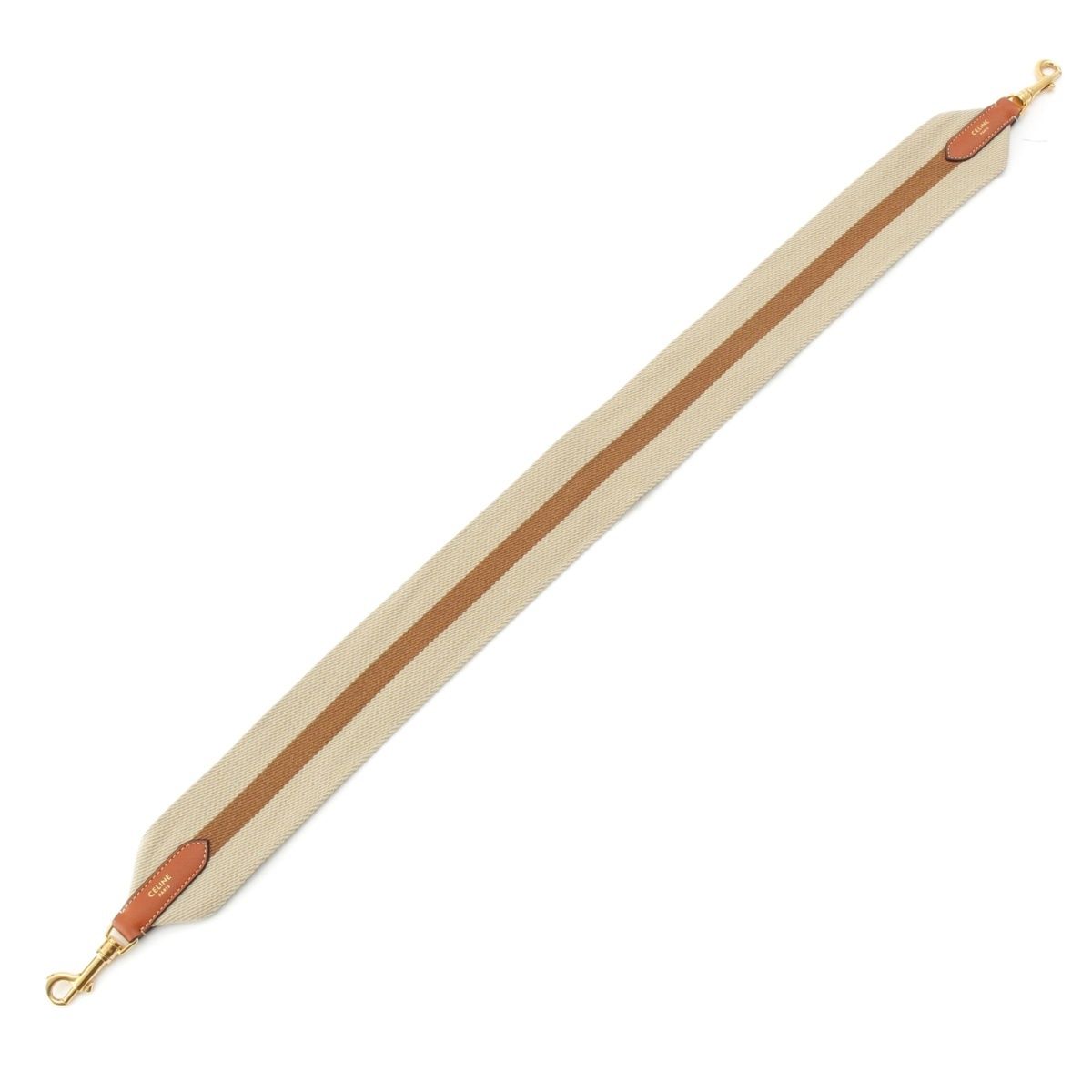 セリーヌ キャンバス×レザー ライン ショルダーストラップ ベージュ×ブラウン【中古】