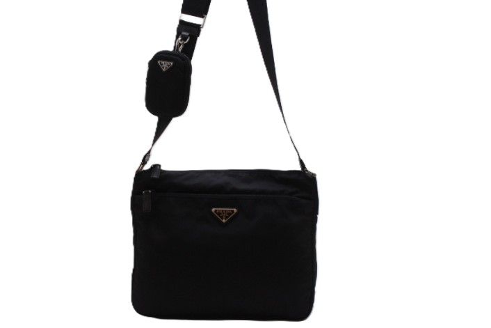 PRADA プラダ バッグ Re-Nylon ショルダーバッグ ブラック ナイロン/サフィアーノ 1BC421 ショルダーバッグ ナイロン/レザー ブラック ブラック ユニセックス【中古】460