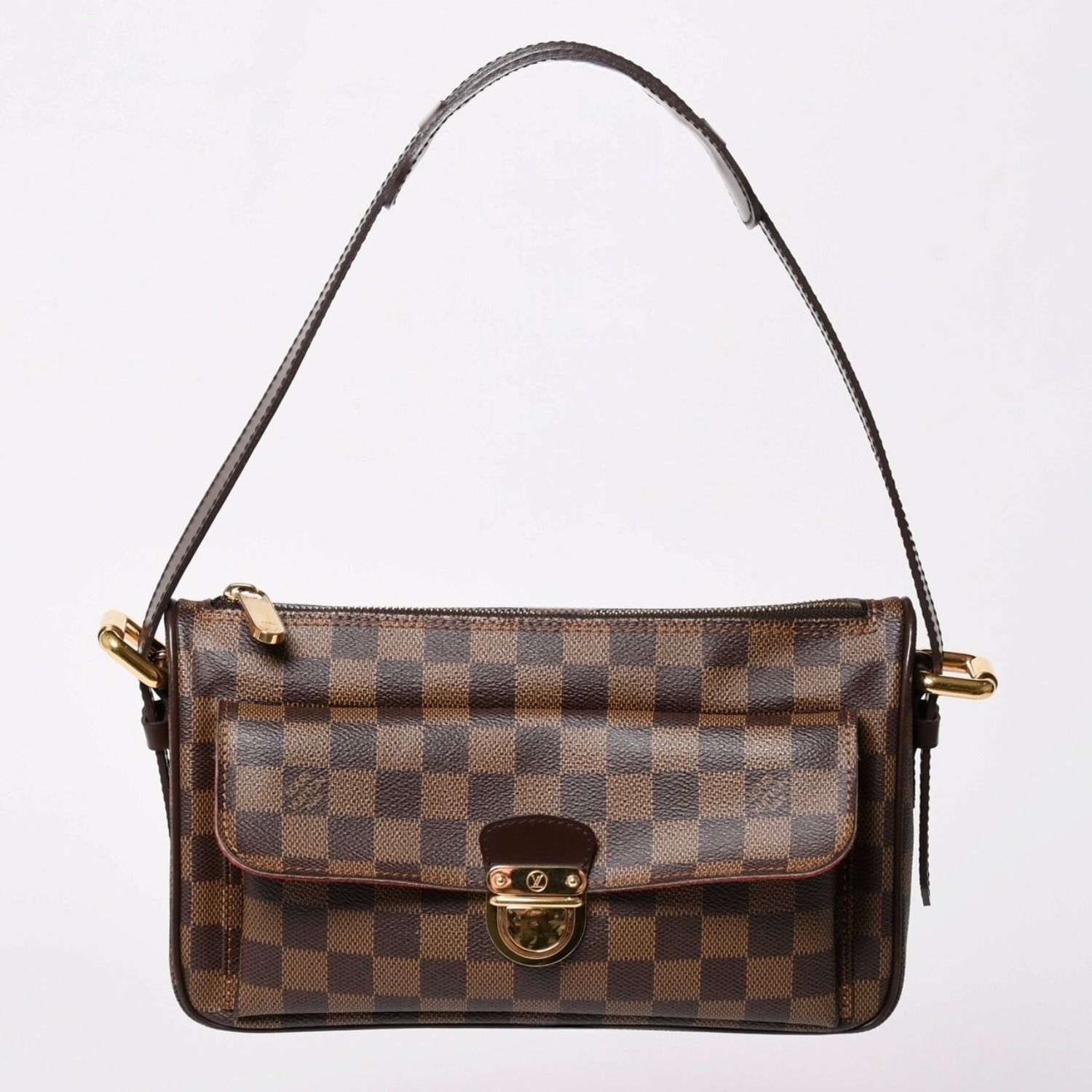 極美品 LOUIS VUITTON ルイヴィトン ショルダーバッグ ラヴェッロGM ダミエ N60006 ブラウン ゴールド金具 中古 4a002807
