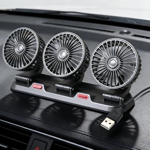 【2026年夏に登場】AUSTYLCO 車用扇風機 3頭扇風機 2速調整 アロマセラピーカー付 車用 実用 USB 5Ve 0b4427e1