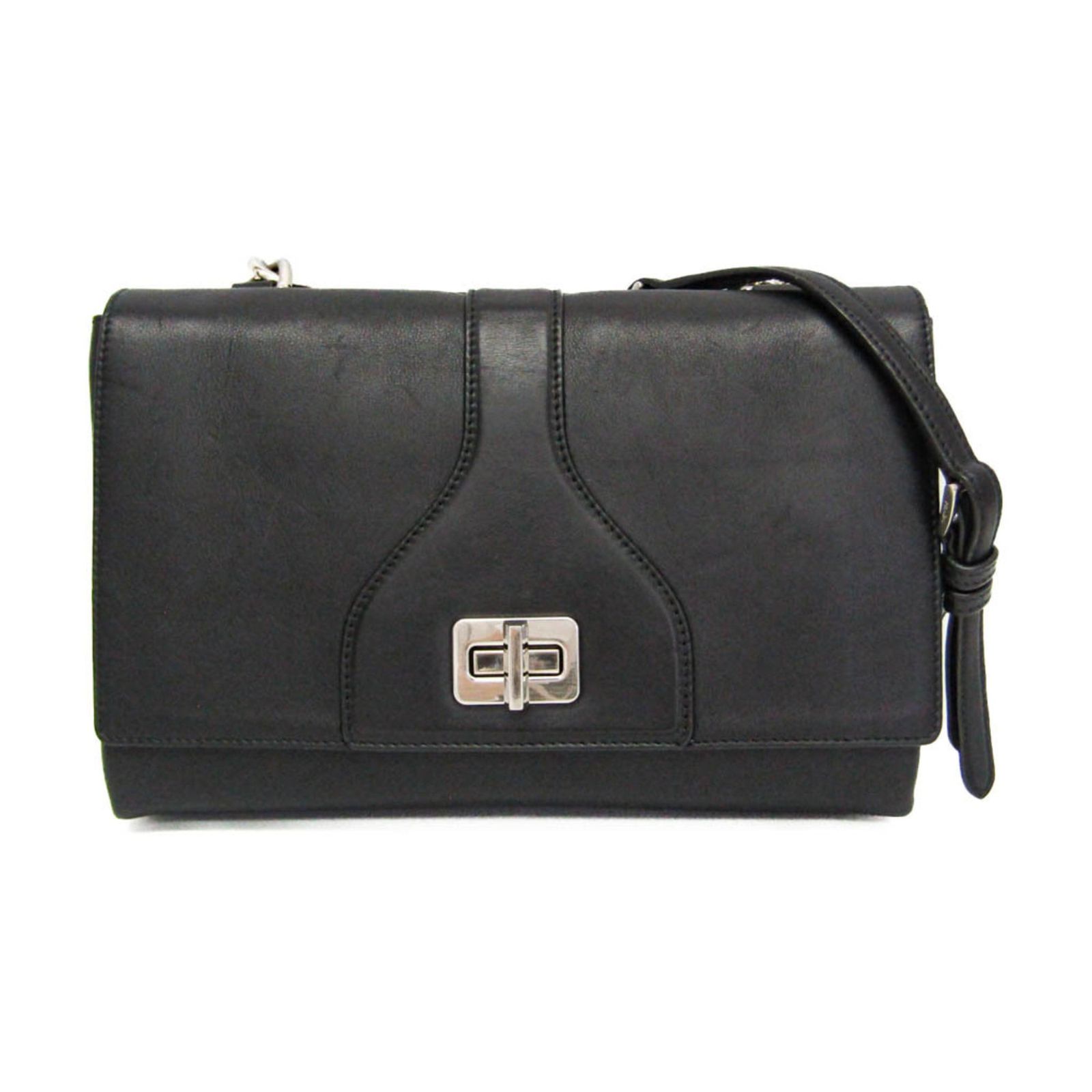 プラダ(Prada) Wフラップ チェーンショルダーバッグ レディース レザー ショルダーバッグ ブラック
