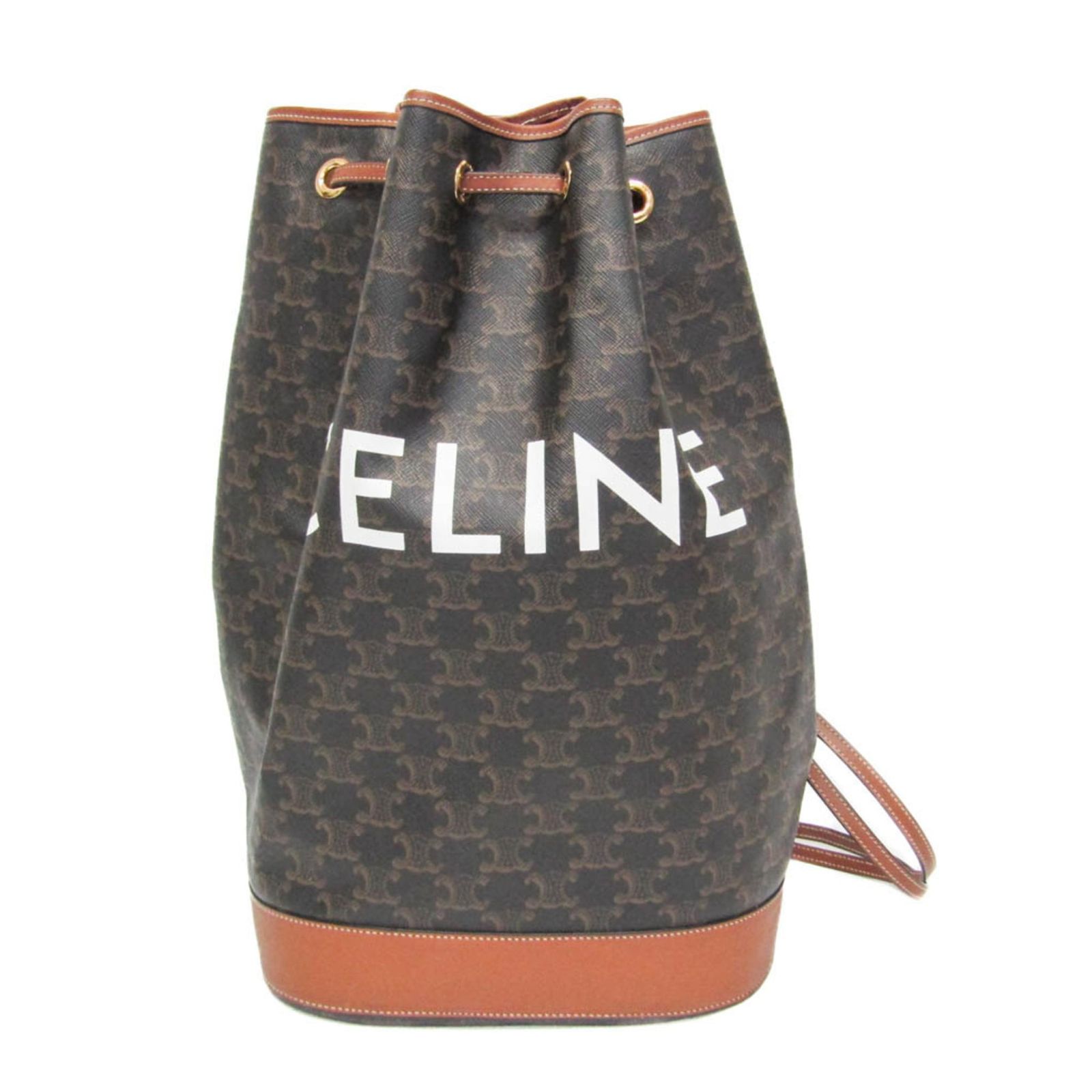 セリーヌ(Celine) トリオンフ ミディアム セーラーバッグ レディース,メンズ PVC,レザー ショルダーバッグ ブラウン,ダークブラウン