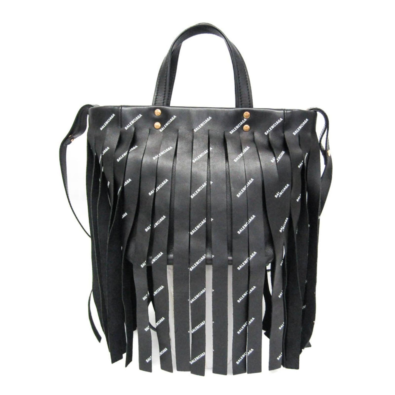 バレンシアガ(Balenciaga) ランドリーカバ XS フリンジ 517842 レディース レザー ハンドバッグ,ショルダーバッグ ブラック
