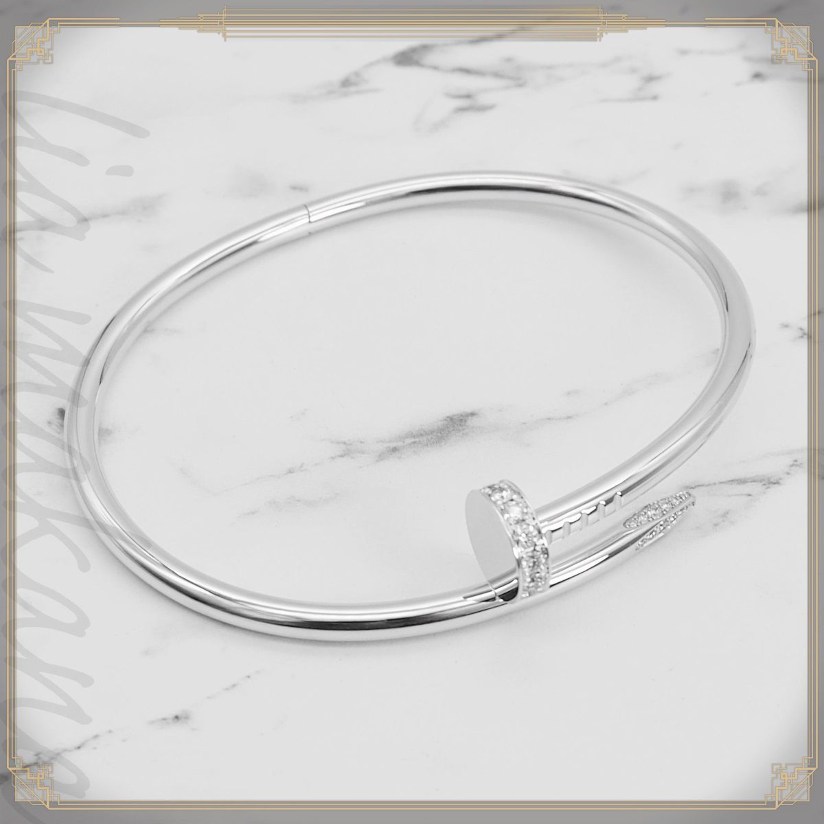 【中古】【S 新品同様品】Cartier カルティエ ジュスト アン クル ブレスレット クラシックモデル ダイヤモンド ホワイトゴールド WG 32石 計0.58ct ＃19 19センチ B6048700 B6048719