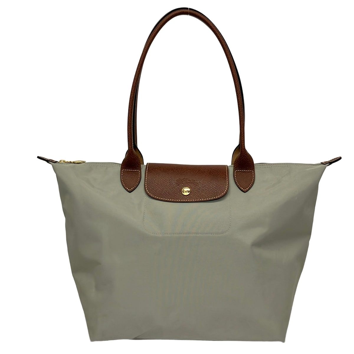 LONGCHAMP(ロンシャン) ショルダーバッグ ル・プリアージュオリジナル グレーベージュ×ブラウン 折りたたみ レザー
