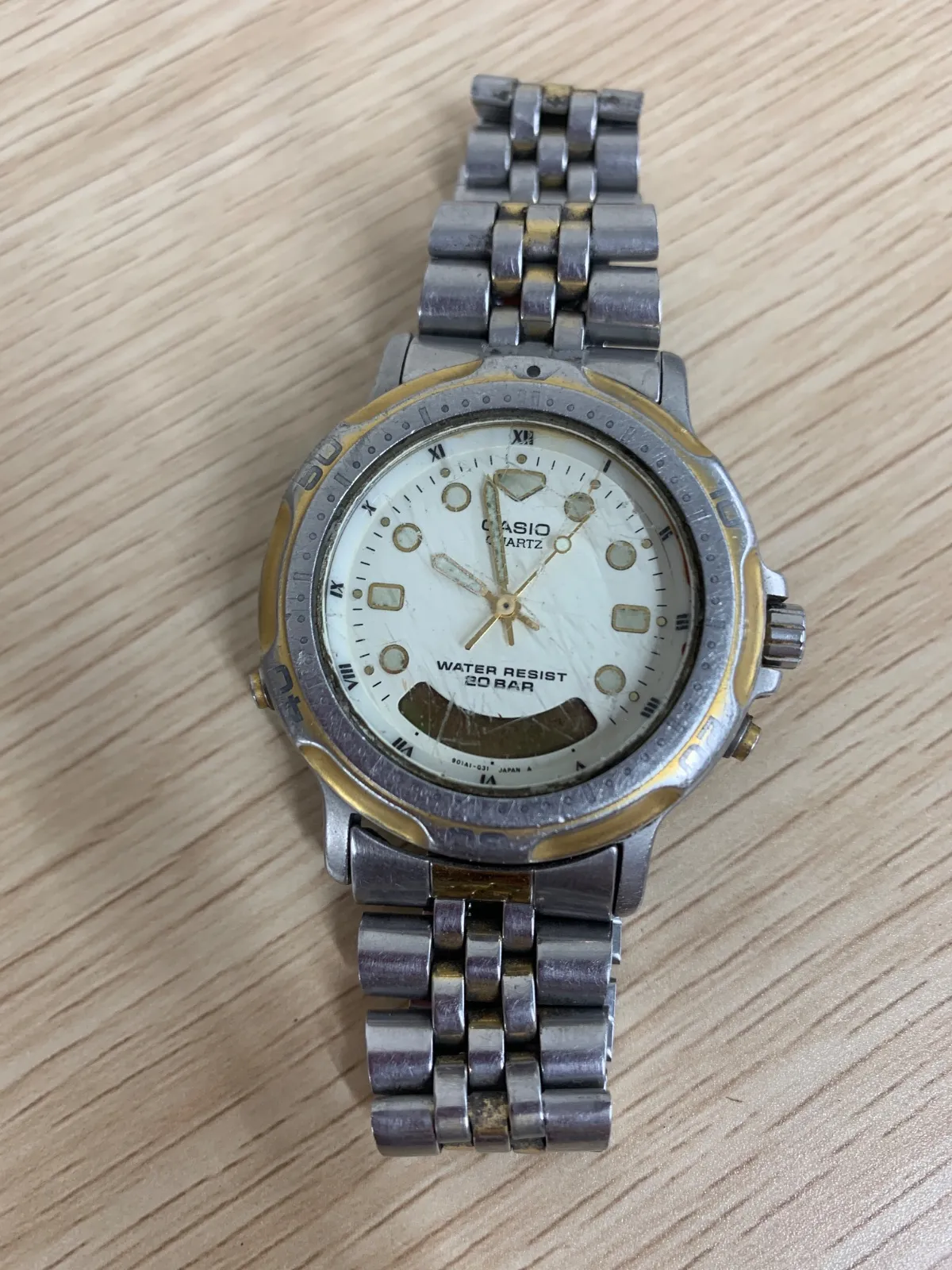 % [Non-functional] CASIO AD-702 Digital-Analog Vintage Diver Watch 20BAR Round G