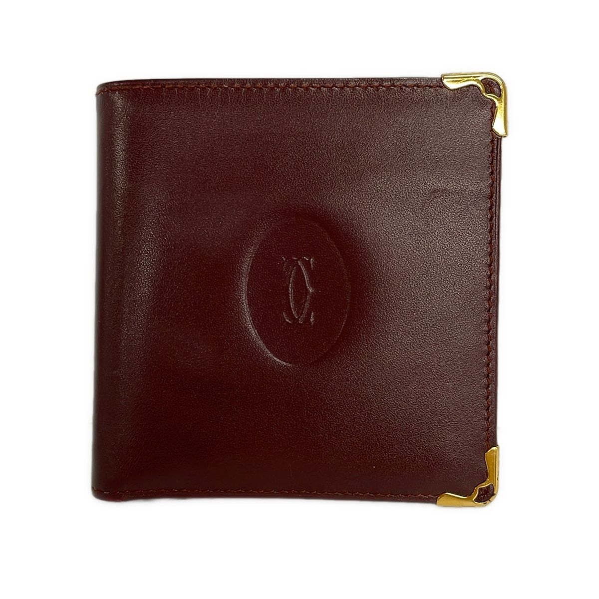 Cartier(カルティエ) 2つ折り財布 マストライン ボルドー×ゴールド レザー