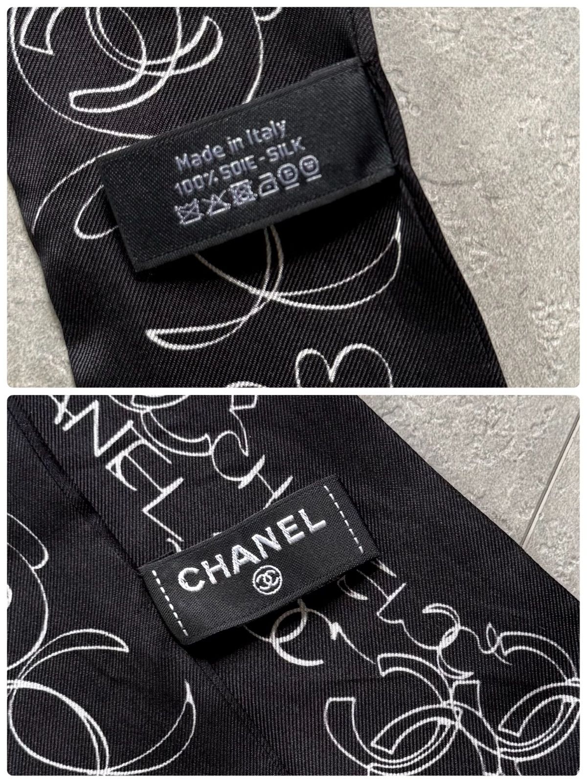 美品 CHANEL シャネル スカーフ ツイリーバンドー ブラック 黒 ココ 