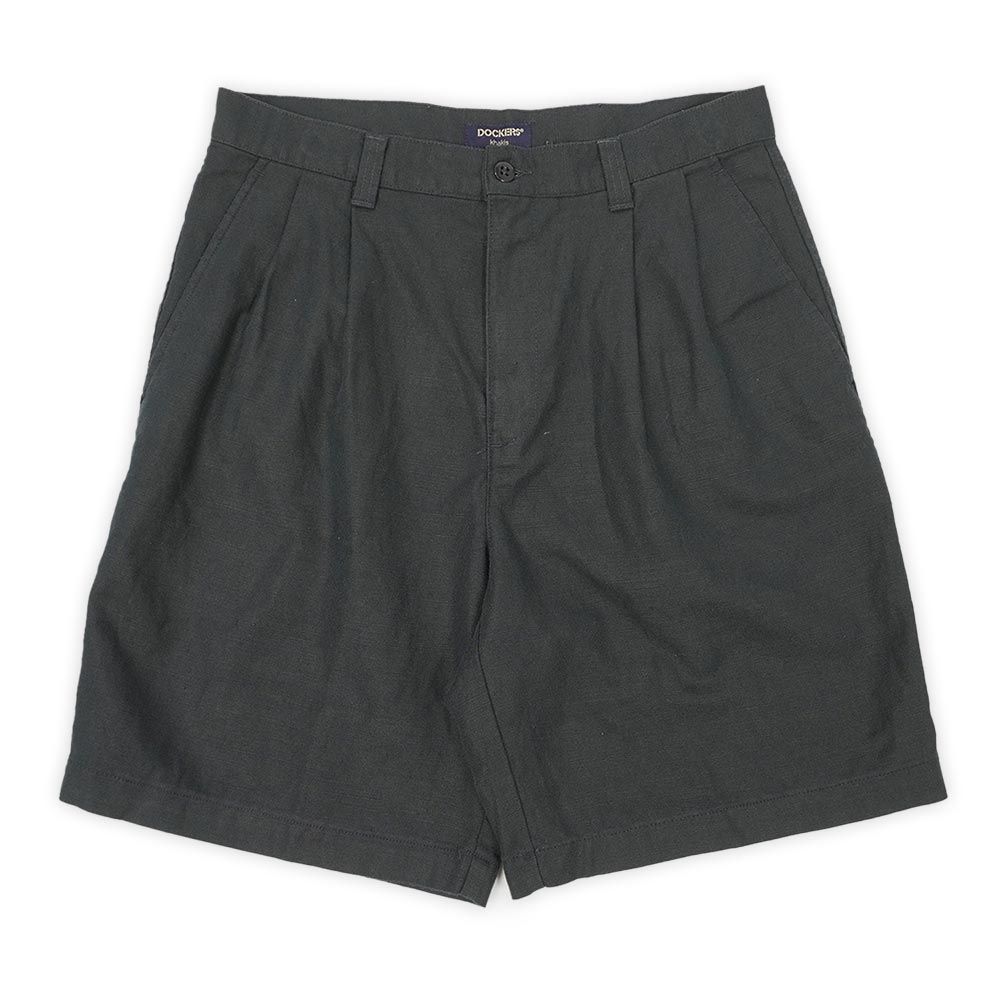 ドッカーズ DOCKERS 00s 2000年代 2タック コットンリネンショーツ ハーフパンツ リーバイス傘下 Levi's 定番 USA ヴィンテージ アメリカ 古着 メンズ ショートパンツ ブラック 黒 W32【中古】