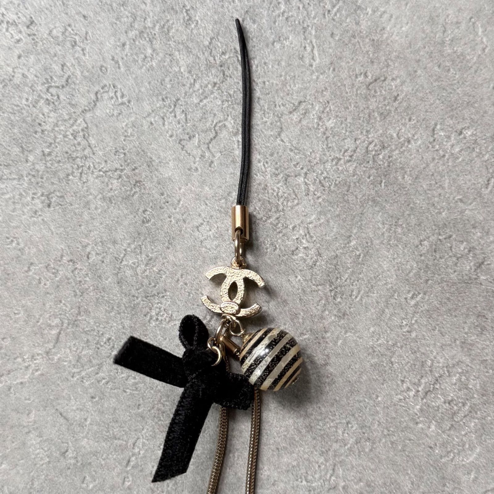 希少 CHANEL シャネル ココマーク リボン ストラップ キーホルダー