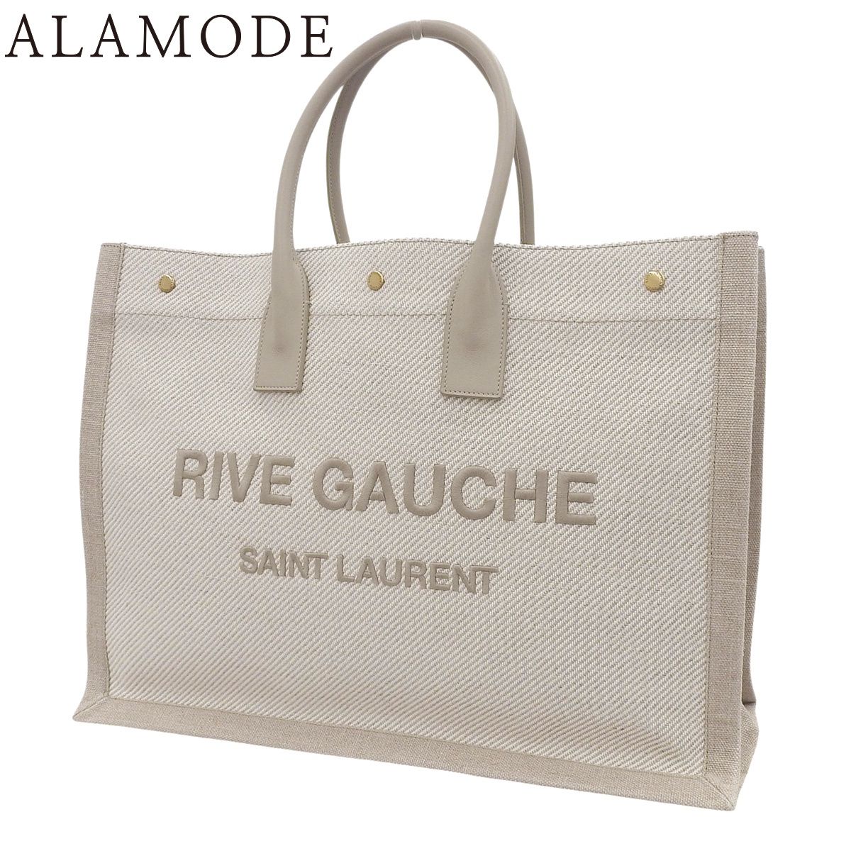 SAINT LAURENT PARIS(サンローランパリ) リヴゴーシュ トートバッグ 肩掛け ハンドバッグ キャンバス アイボリー ベージュ ゴールド金具 499290 ユニセックス 40802189814【中古】【アラモード】