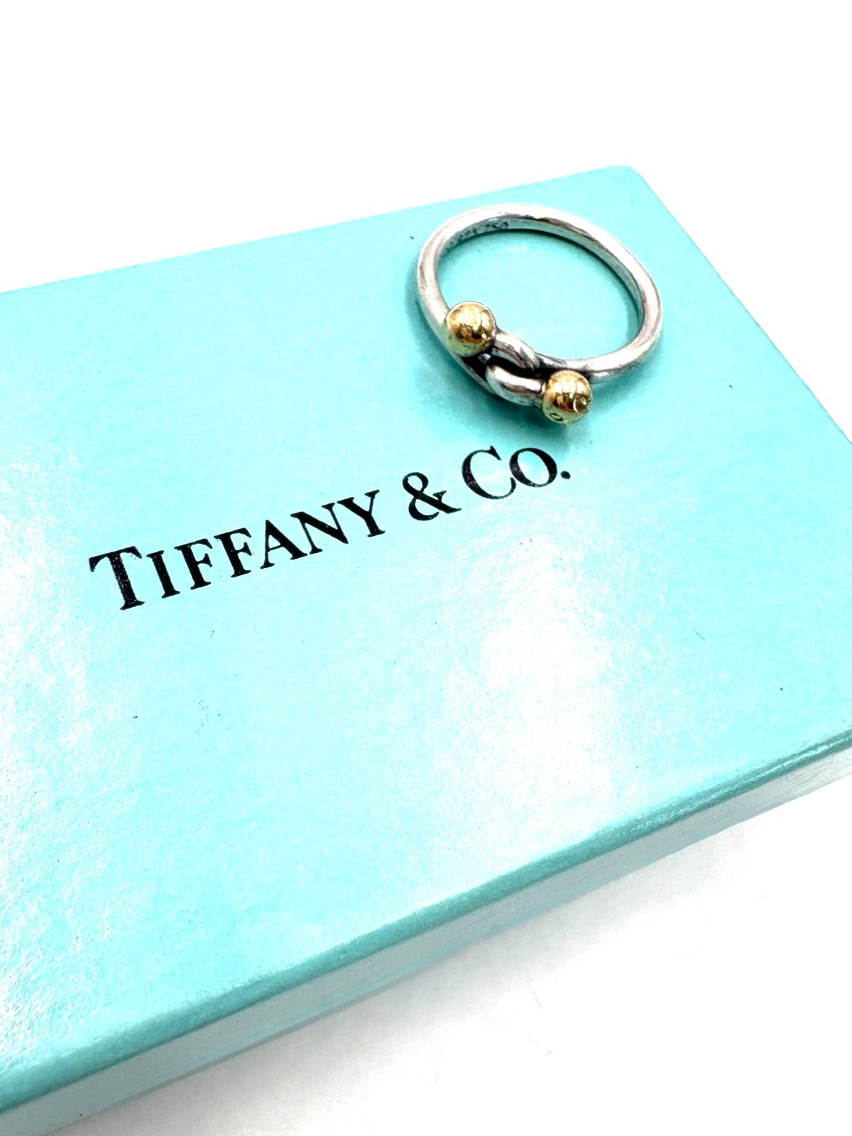 TIFFANY&Co. ティファニー　フック＆アイ ラブ ノットリング 約12号 K18YG SV925 イエローゴールド シルバー 指輪　箱付き