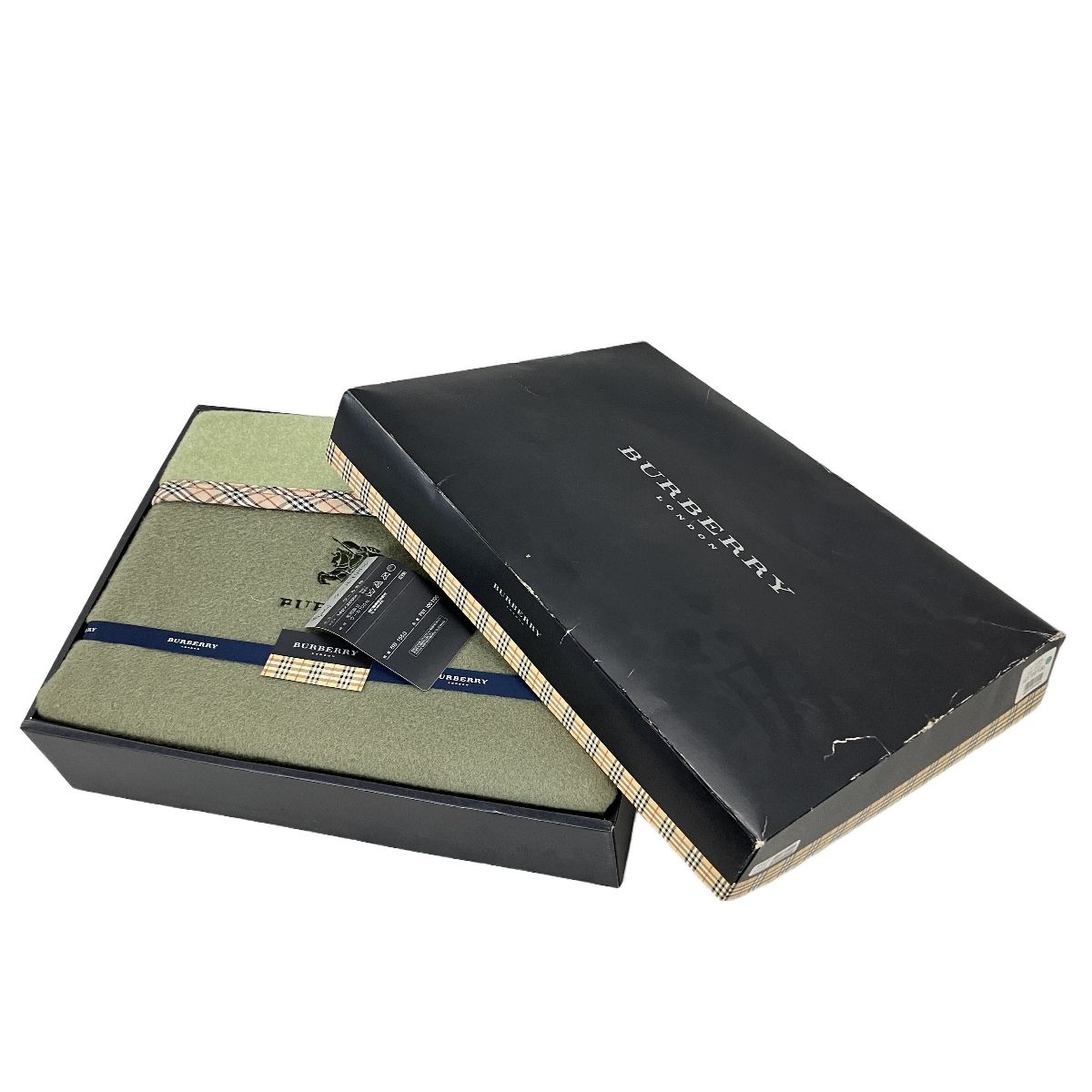Burberry BB 1550 FST 100 1130 バーバリー ウール毛布 西川産業 日本製 未使用 W11282496