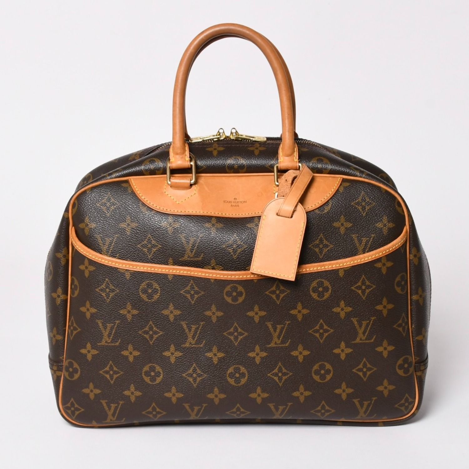 極美品 LOUIS VUITTON ルイヴィトン M47270 ドーヴィル ハンドバッグ モノグラム ブラウン PVC 中古 4a001620