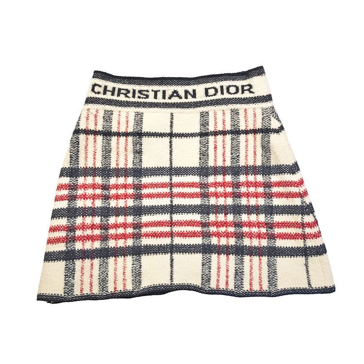 Christian Dior クリスチャンディオール Aライン ツイード・チェック