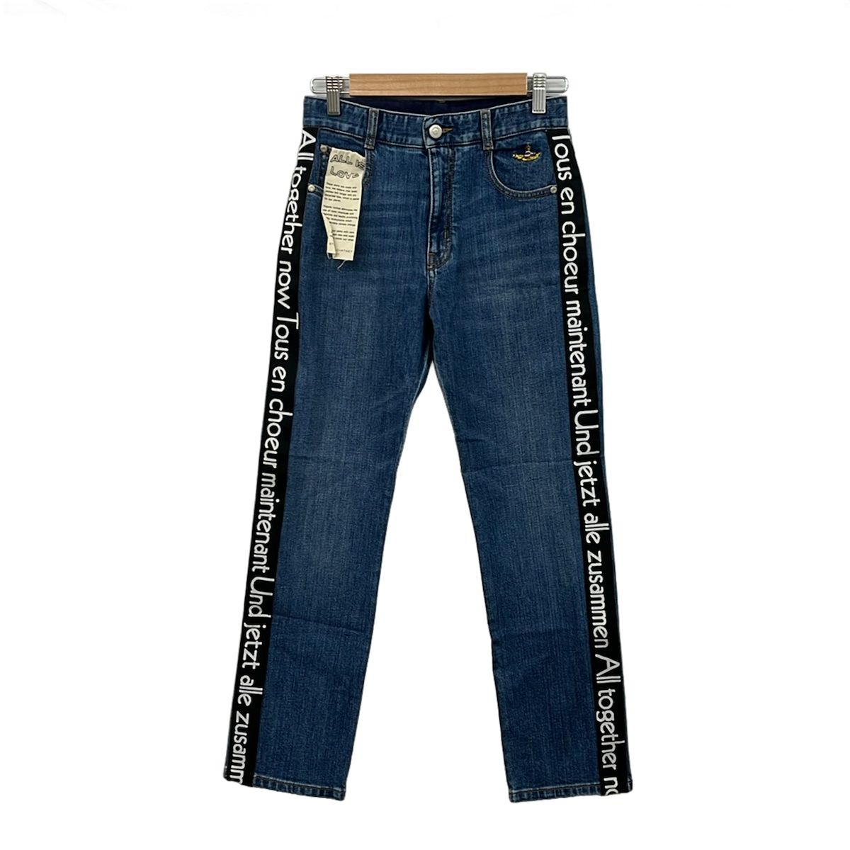 stellamccartney(ステラマッカートニー) ジーンズ サイズ24 レディース美品 - ブルー×黒×白 フルレングス/THE BEATLES
