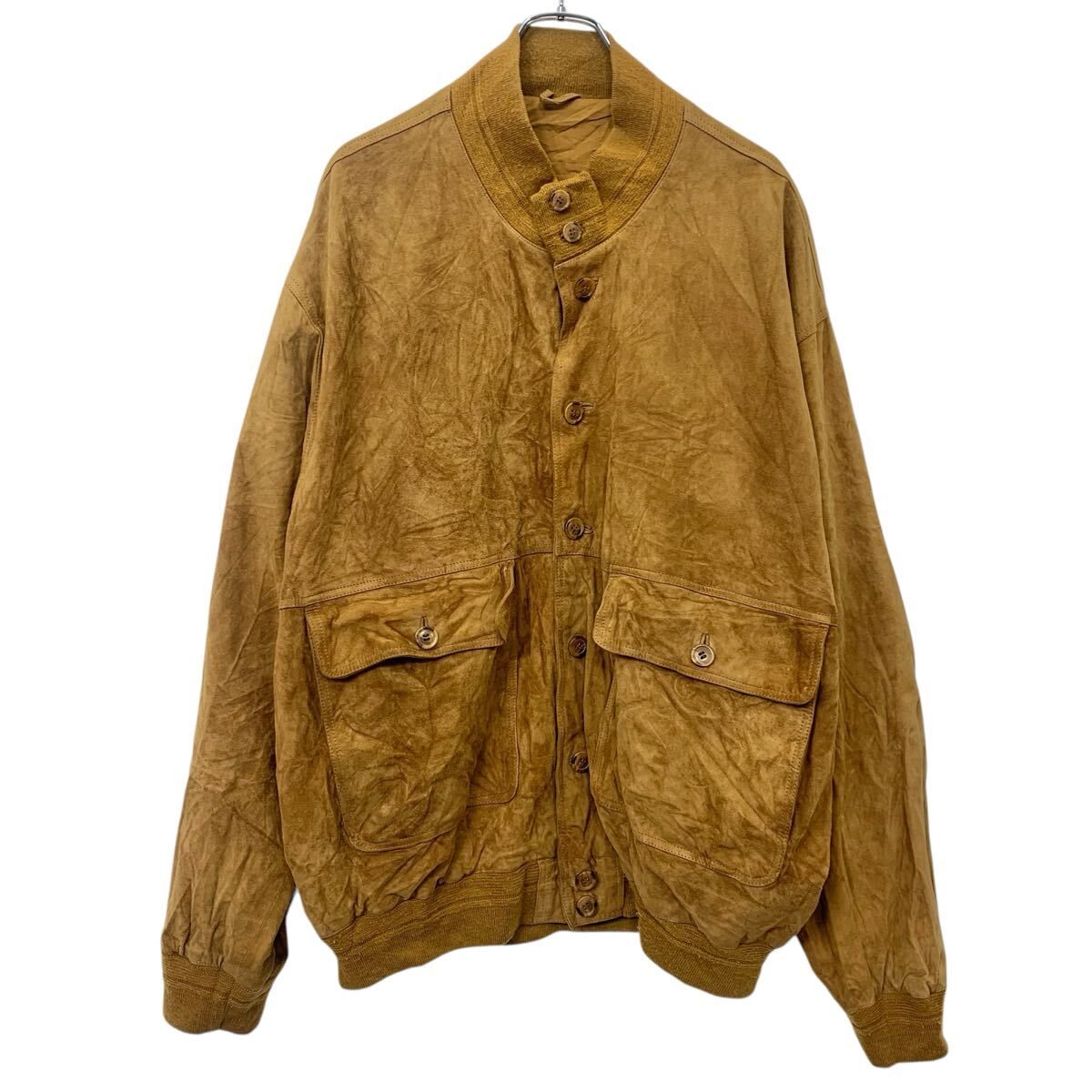 イタリア製 Vera Pelle バルスタージャケット XXL位 キャメル ヴェーロペッラ 本革 スウェード レザージャケット ユーロ 冬物 a712-6682