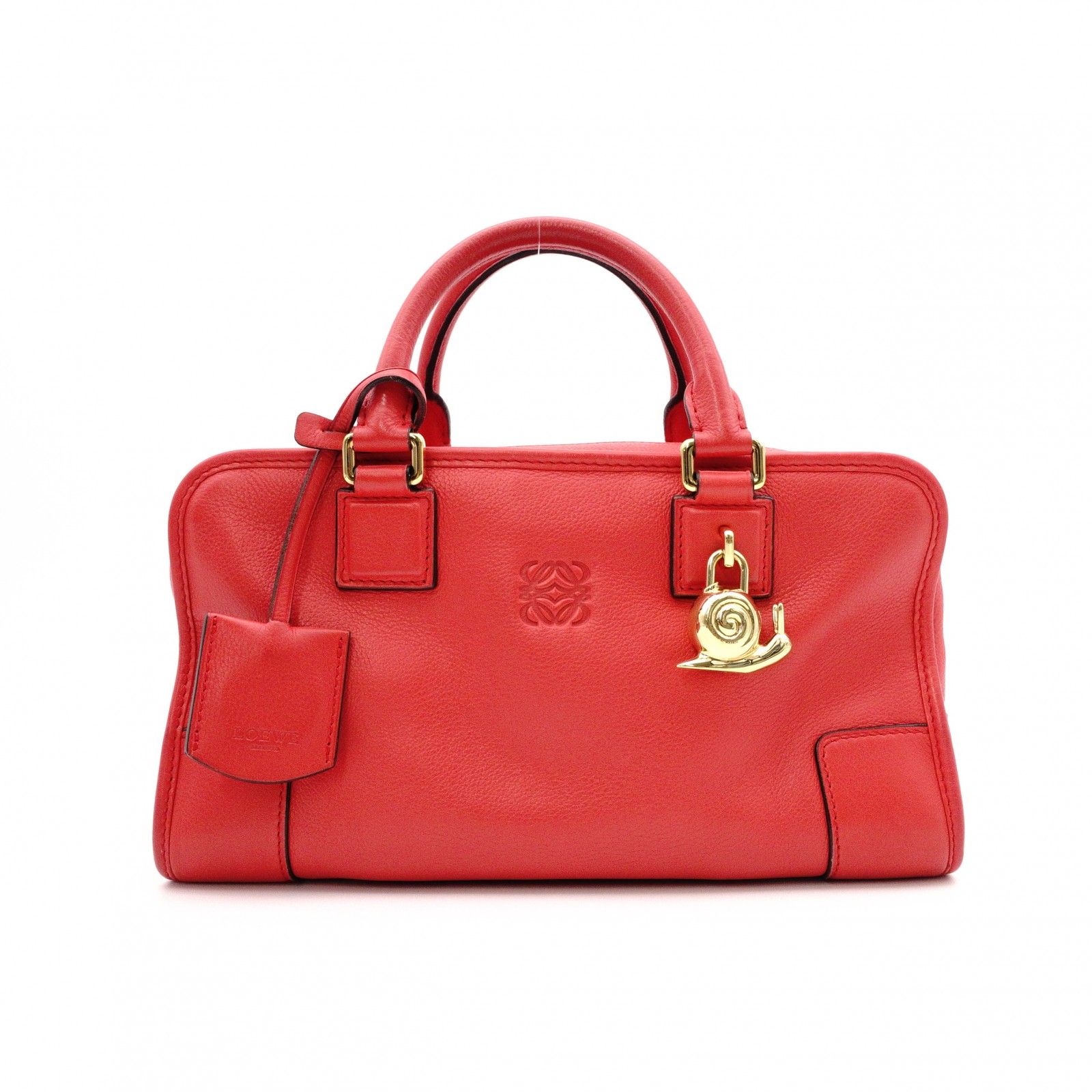 LOEWE ロエベ アマソナ ハンドバッグ レザー レッド アナグラム ゴールド金具