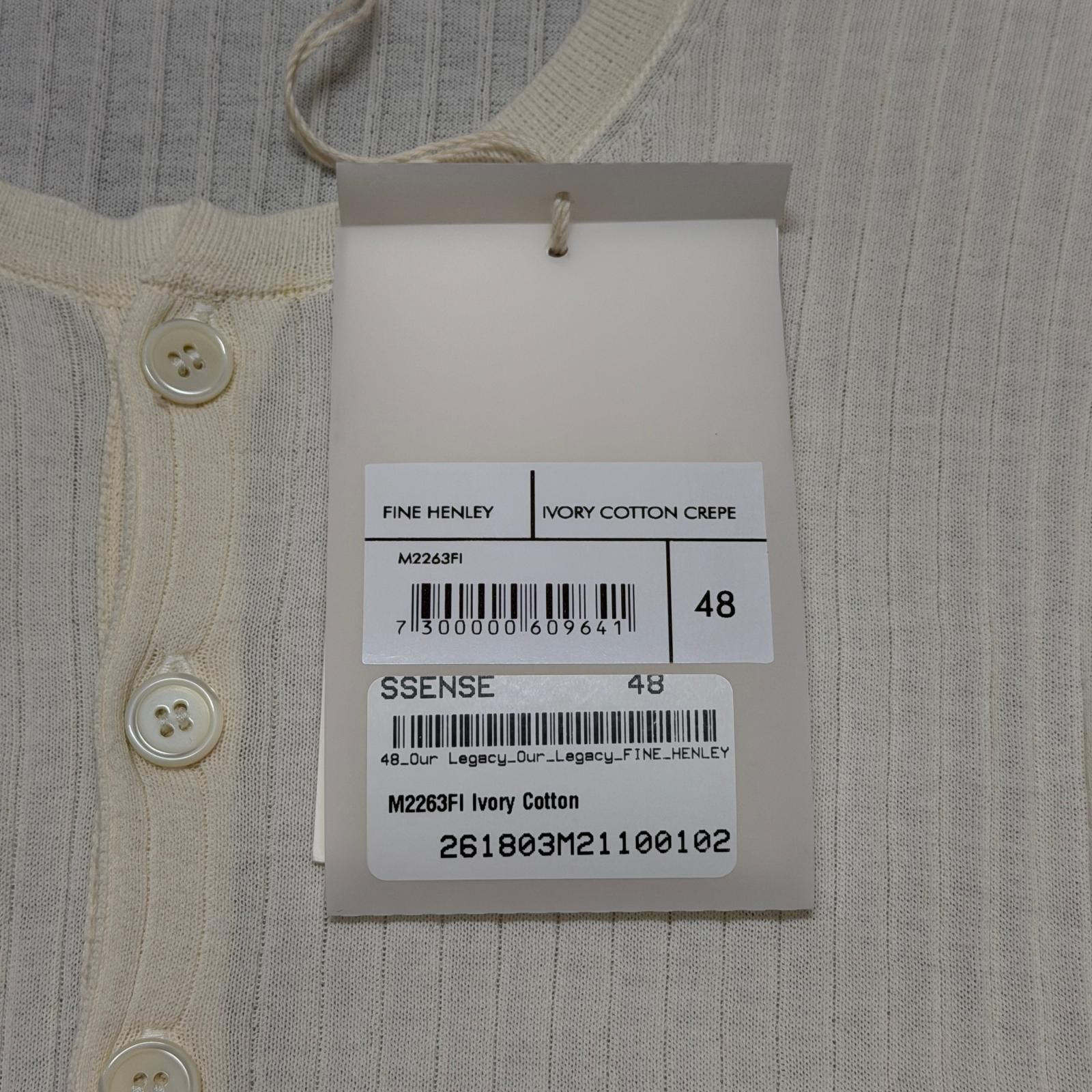 参考上代75900円 未使用 Our Legacy 26SS FINE HENLEY ヘンリーネック 