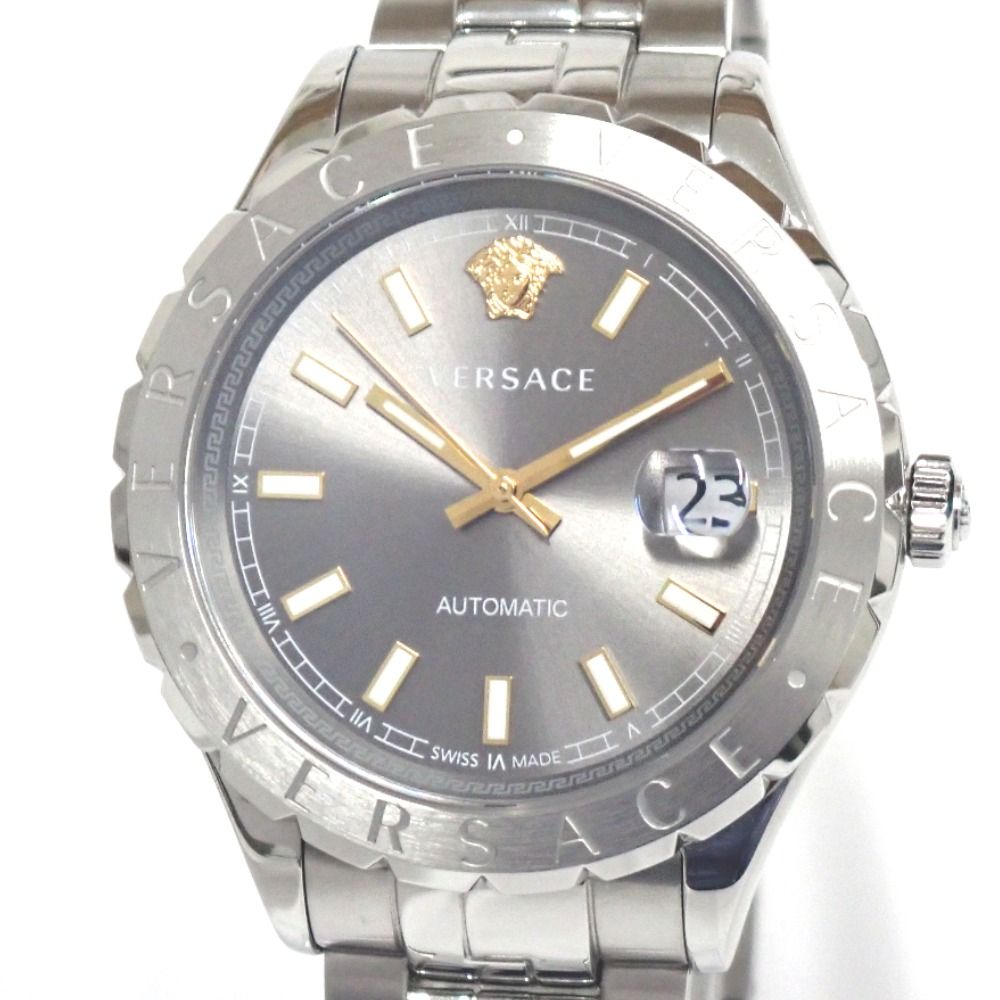 NA417312 ヴェルサーチ 腕時計 ヘレニウム HELLENYIUM VEZI00119 自動巻き デイト グレー文字盤 メンズ VERSACE 中古