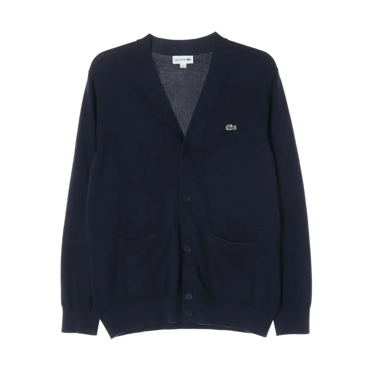 LACOSTE ラコステ ロゴ ポケット コットン Vネック カーディガン ネイビー 6,926円