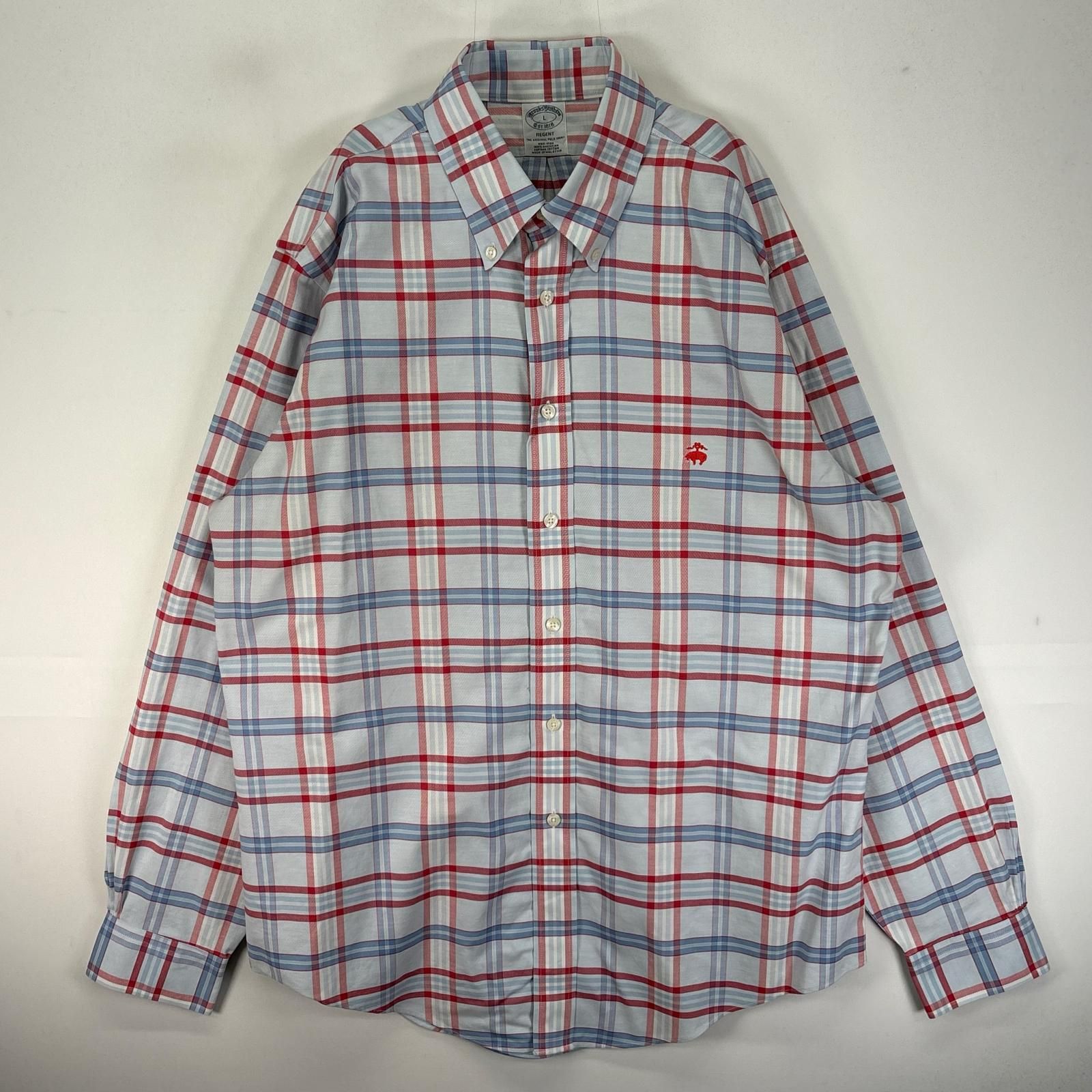 古着 ブルックスブラザーズ Brooks Brothers 長袖シャツ ボタンダウン ワンポイント L ホワイト系 チェック メンズ
