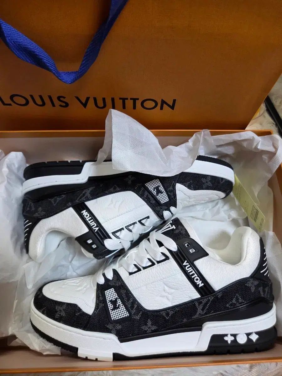 (新品) 新モデル Louis Vuitton LV デニム ブラック トレーナー スニーカー 7.5