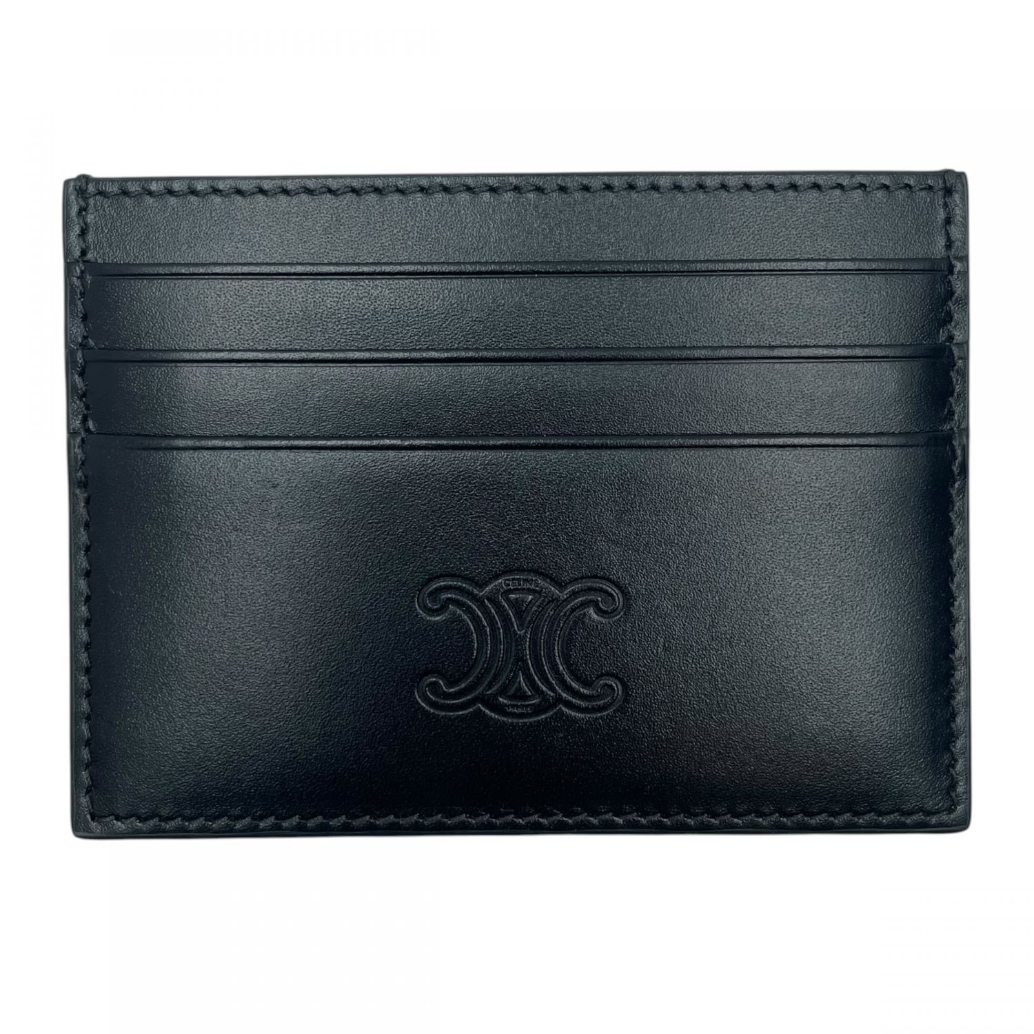 【中古】 CELINE セリーヌ 10K913FQ7.38SI ラージ カードホルダー 名刺入れ トリオンフ エンボス加工サテンドカーフスキン ブラック 26014991 SA