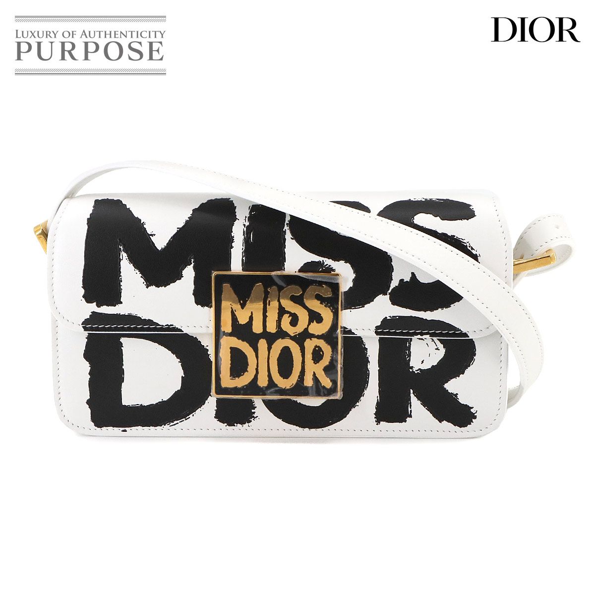 未使用 展示品 クリスチャン ディオール Christian Dior ミスディオール フラップ ショルダー バッグ レザー ホワイト M2610UZCJ 90270934