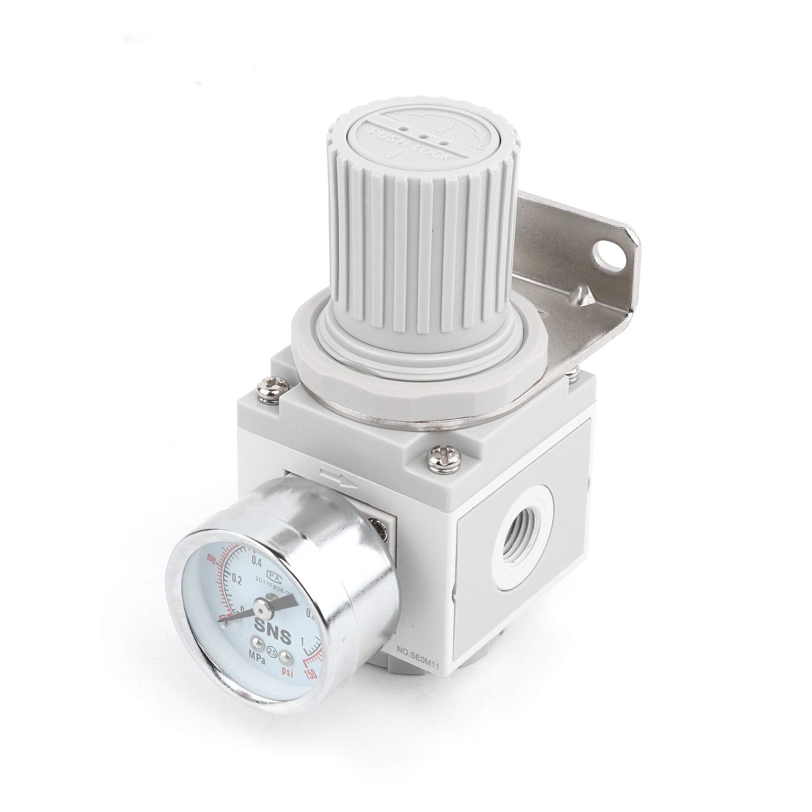 SNS SAR3000-02 めねじ 1/4''PT 空気圧レギュレータ 0.05-0.85 MPa 調整可能、ブラケット、ゲージkk 7e122972
