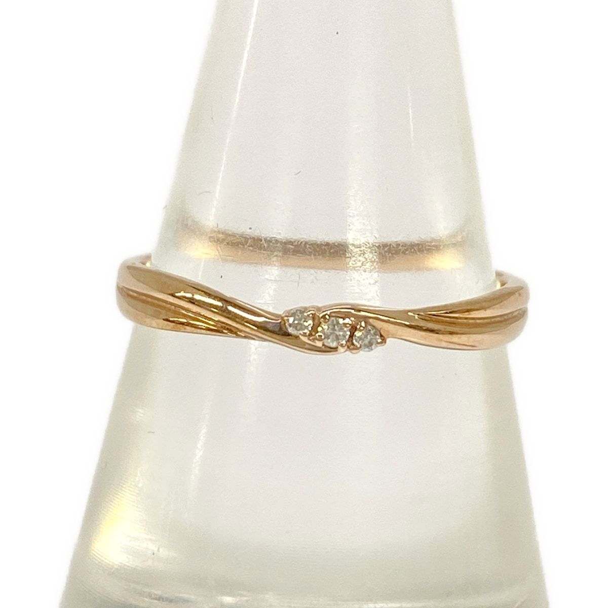 STAR JEWELRY(スタージュエリー) リング美品 - 2JR0222 K10PG×ダイヤモンド 3Pダイヤ/ダイヤ0.02カラット/イニシャル刻印