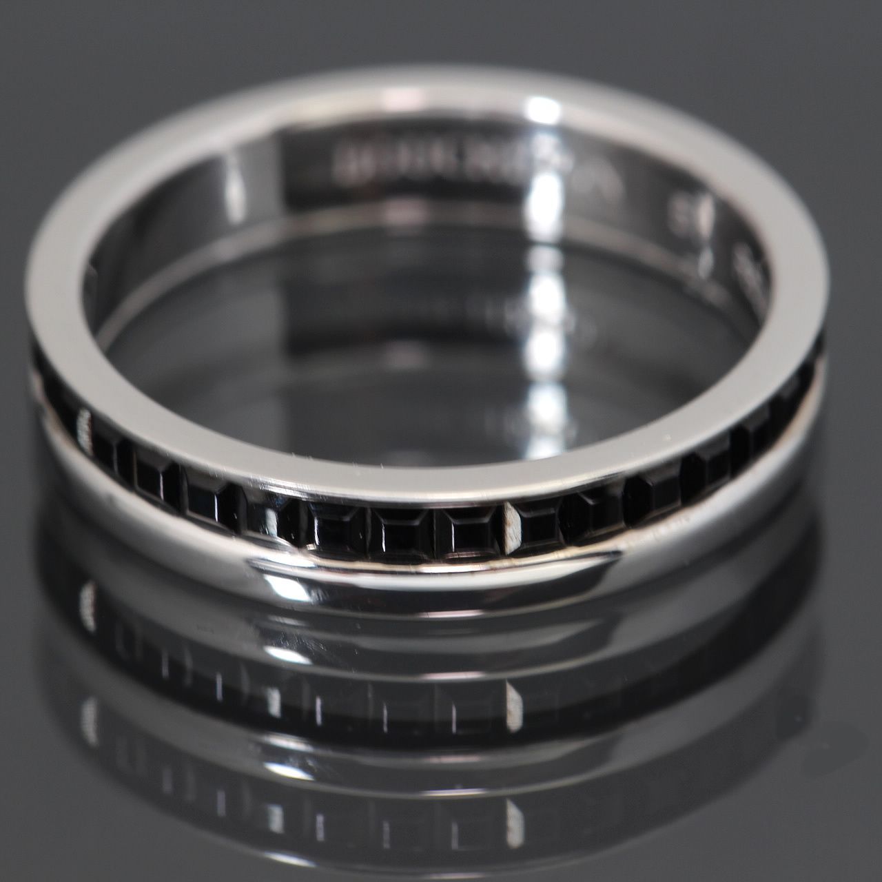 美品 ブシュロン BOUCHERON キャトル ブラック リング 750 WG #51 磨き