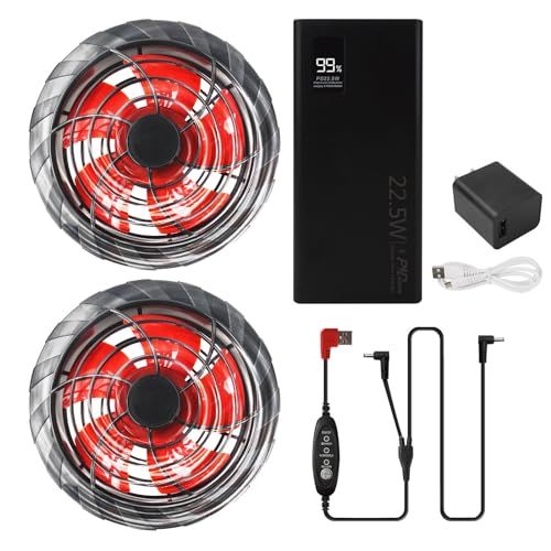 【新品】[Tyuusei] 12V 空調作業服 ファン バッテリー セット 10000mAh USB給電タイプ 最大9.5時間稼働 昇圧変換ケーブル付き ファン付き作業服 空調ベスト対応 熱中症対策 最新 扇風機付き作業服 14f1a9ec