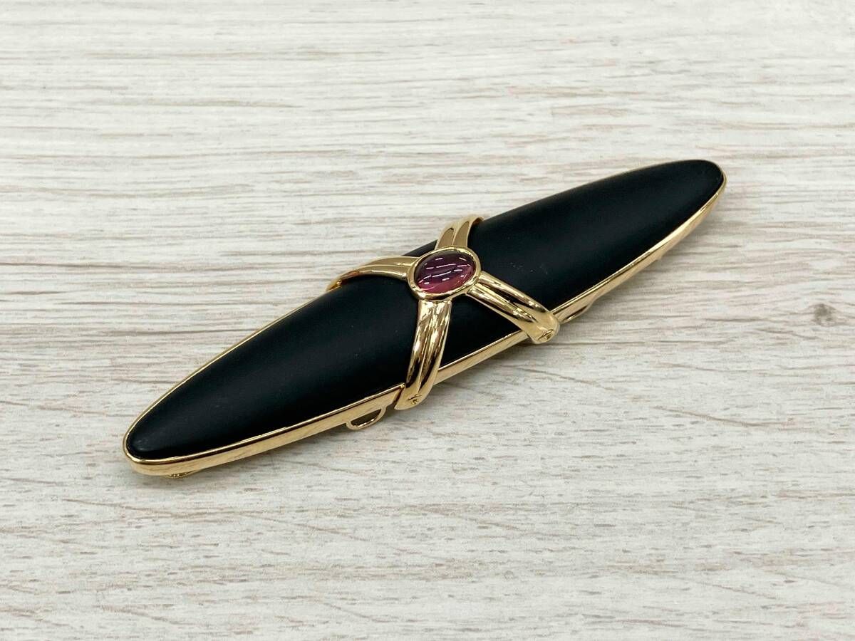 TASAKI K18 ブローチ 19.3g ブラック×パープルストーン