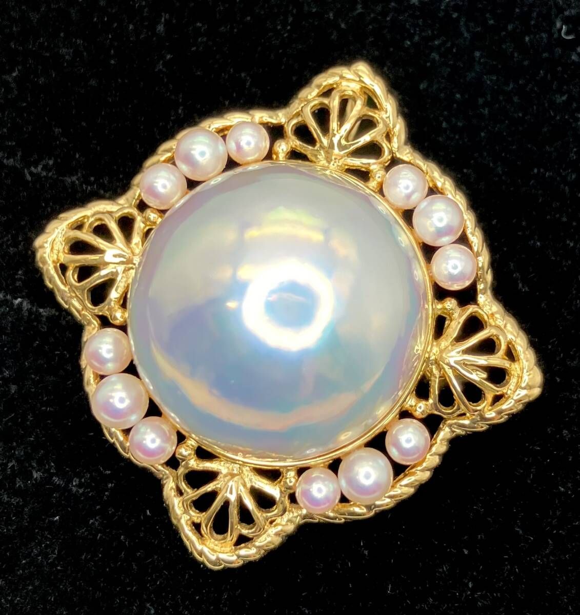 TASAKI K18 ブローチ トップ マベパール 総重量13.9g 田崎真珠 18金 ゴールド