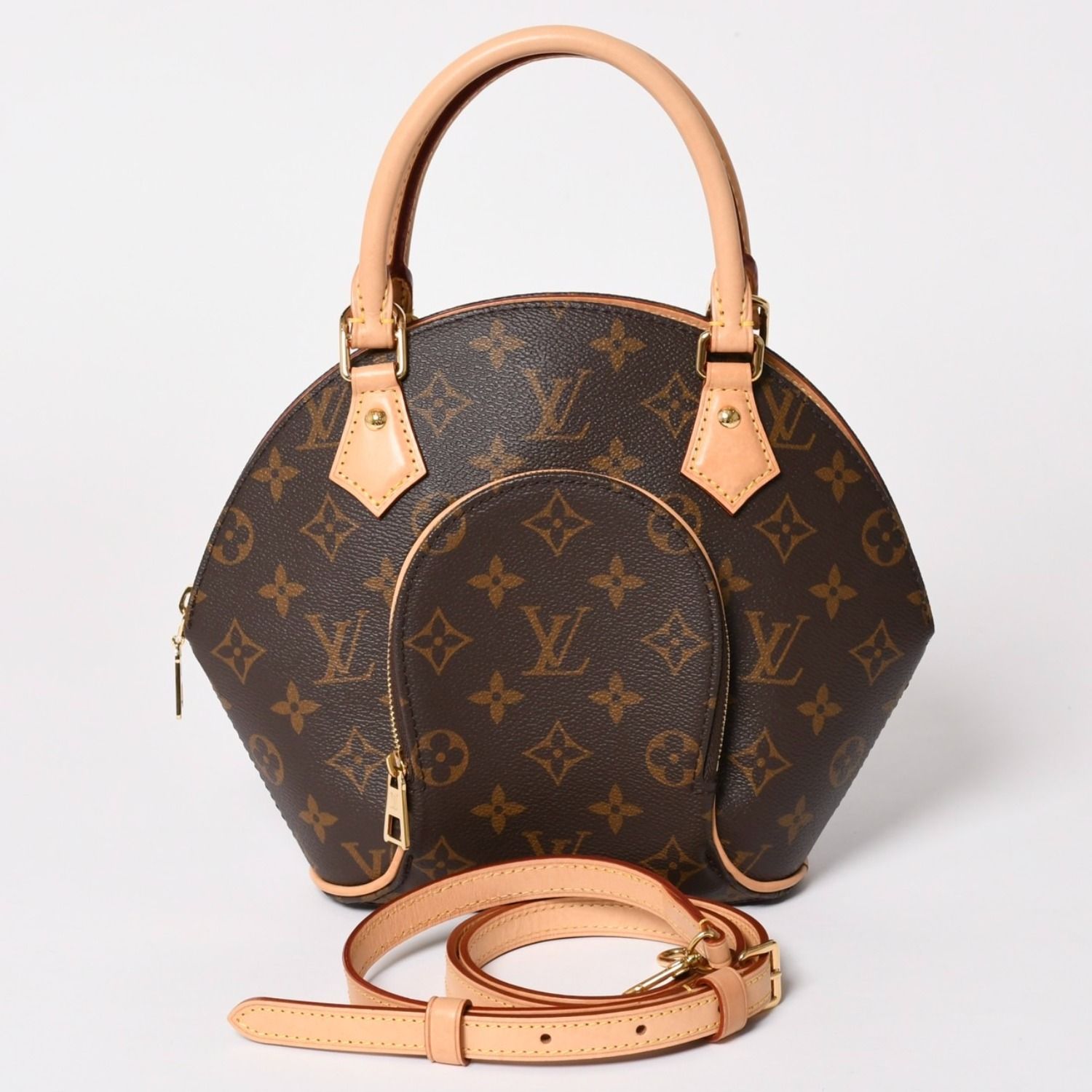 新品同様 LOUIS VUITTON ルイヴィトン エリプスPM ハンドバッグ M46196 モノグラム PVC レザー ブラウン ゴールド金具 新型 中古 4a002929