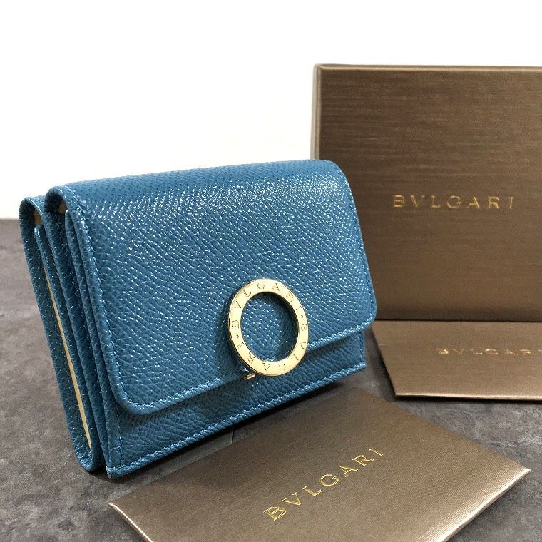 未使用品 BVLGARI ブルガリブルガリ コンパクトウォレット ブルー 箱付き 50